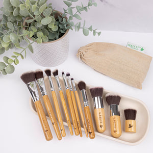 11 Pack Eco-friendly Bamboo Makeup Brush Set