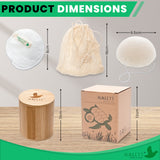 Reusable Bamboo Cotton Pads with Konjac Sponge and Bamboo Storage Pot – Pack of 20 (White)