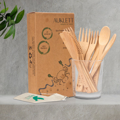 24 Pack Reusable Bamboo Cutlery Set