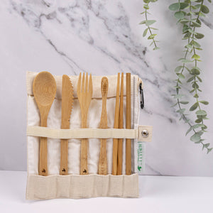 Bamboo Cutlery Travel Set – Beige