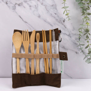 Bamboo Cutlery Travel Set – Brown