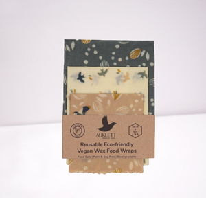 Vegan Wax Food Wraps - Food Safe Set of 3 (L, M, S)