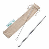 Single Metal Straw with Straw Cleaner and Carry Pouch