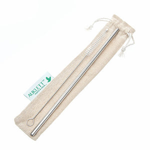 Single Metal Straw with Straw Cleaner and Carry Pouch
