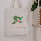 Natural Cotton Turtle Tote Bag